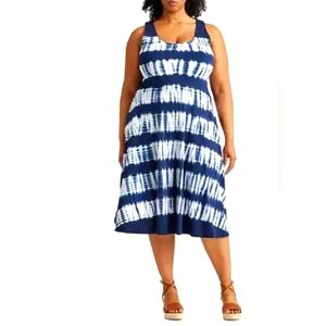 Chaps Fit & Flare Women's Sleeveless Midi Dress with Side Pockets.
